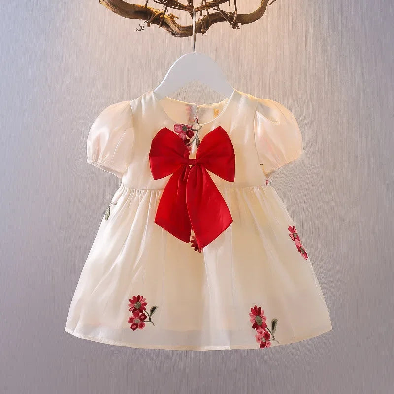 Baby Girl Bow Ruffle Cotton Dress Set