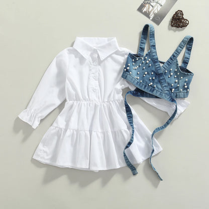 Baby Girl Denim Vest Dress Set (2PCS)