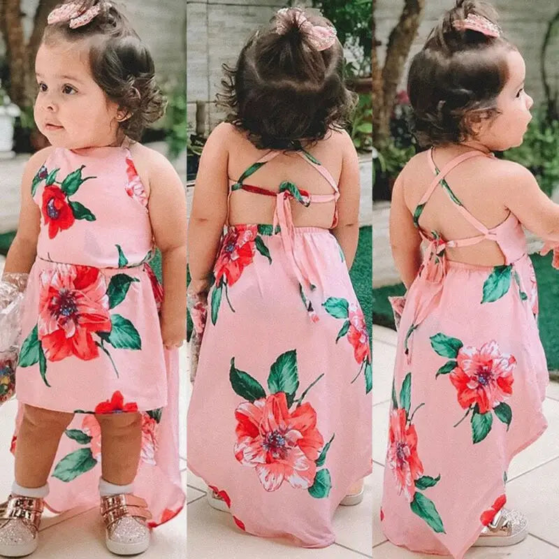 Floral Backless Baby Girl Summer Dress
