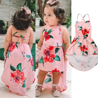 Floral Backless Baby Girl Summer Dress