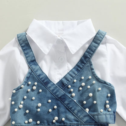Baby Girl Denim Vest Dress Set (2PCS)