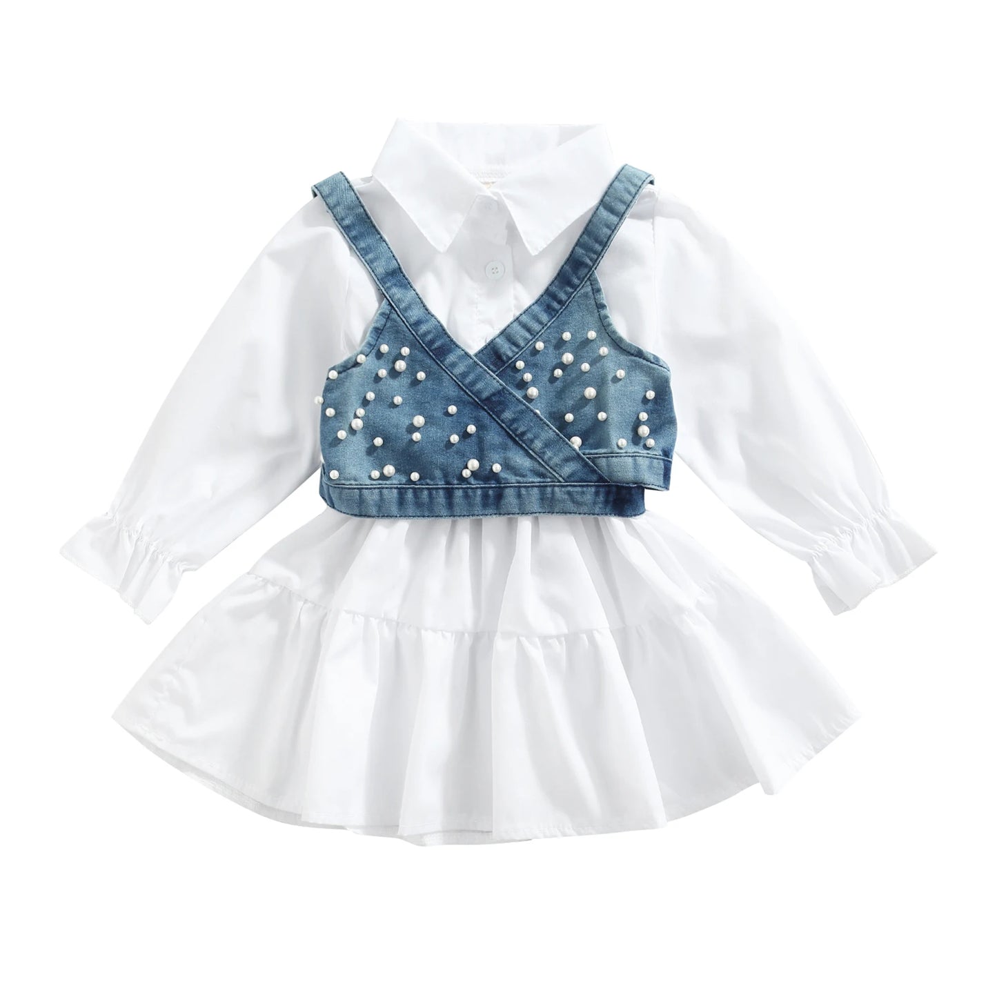 Baby Girl Denim Vest Dress Set (2PCS)