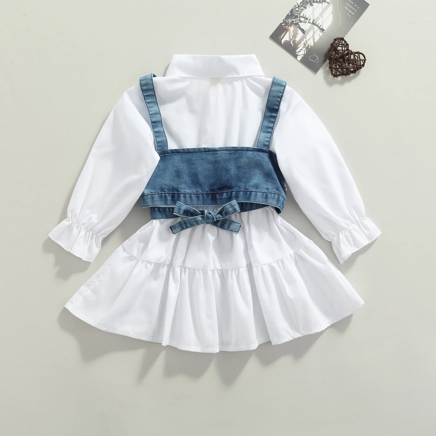 Baby Girl Denim Vest Dress Set (2PCS)